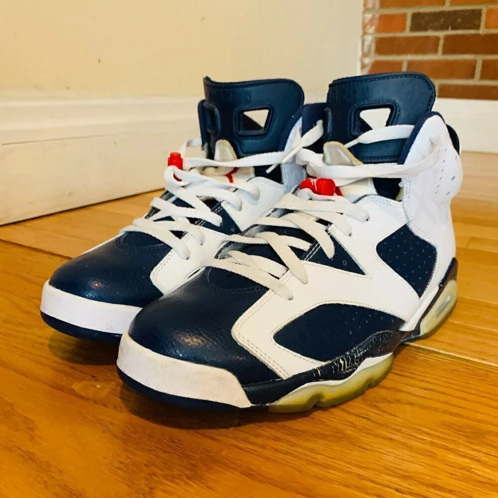 Jordan Retro 6 V1 Retro Olympic 2012 White Blue Size 11 Sneakers 38464-130